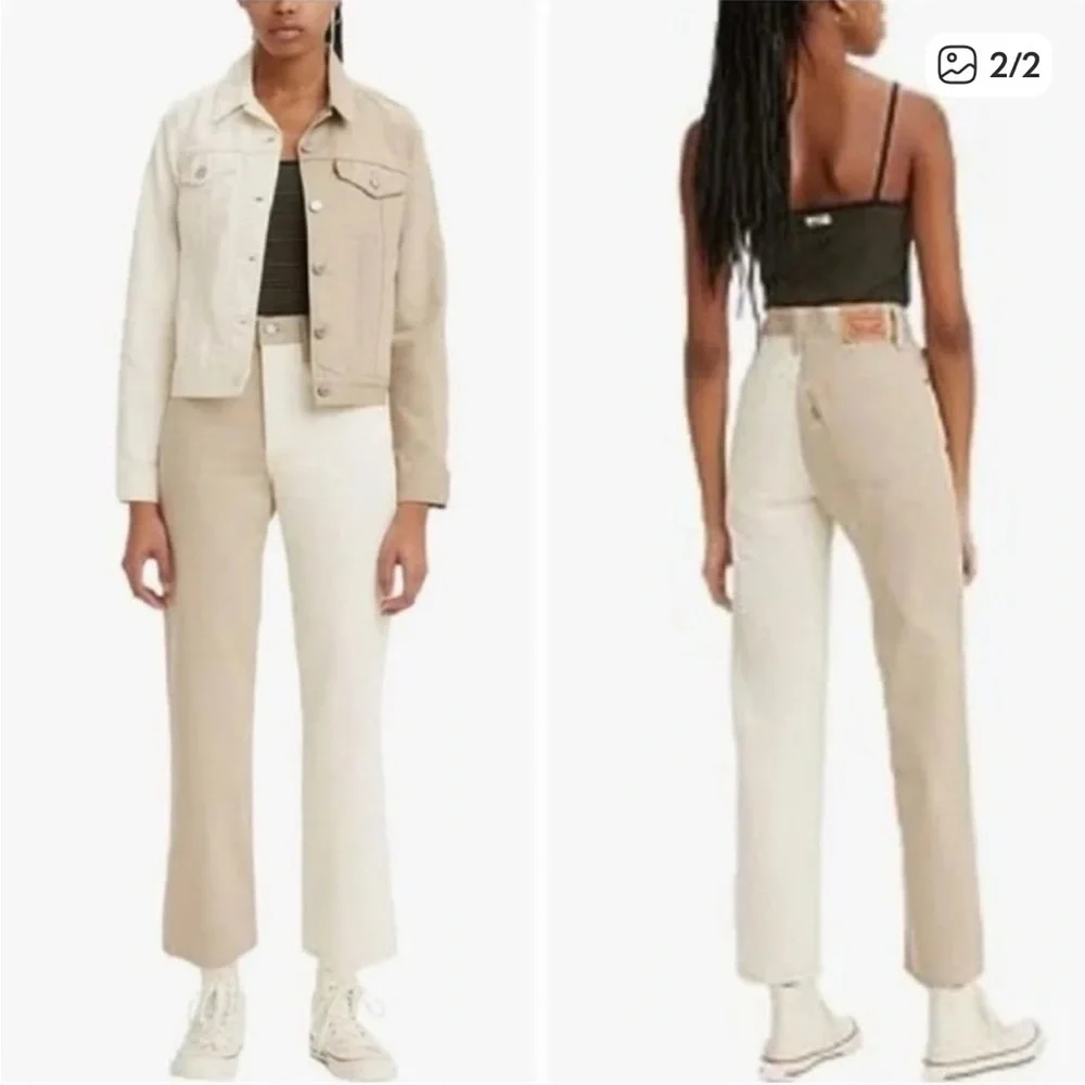 Levi's Beige and Cream Two Tone Jeans - Picture 2 of 3